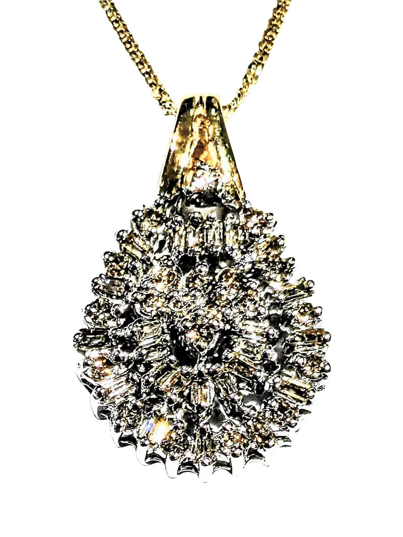 L&T Heirlooms 9ct gold baguette diamond pendant necklace, UK version