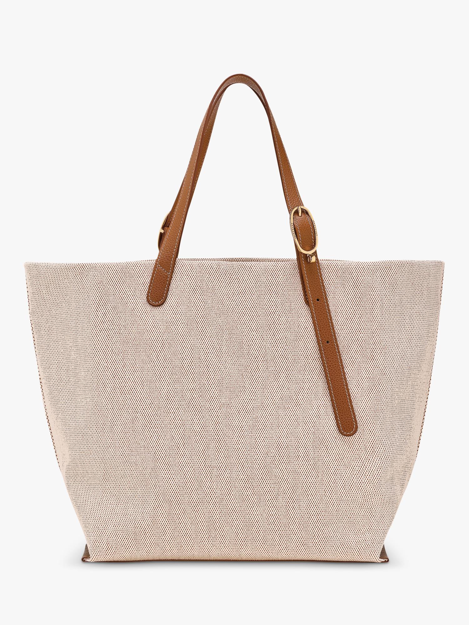 Longchamp Complice XL canvas tote bag in caramel, imported from the UK