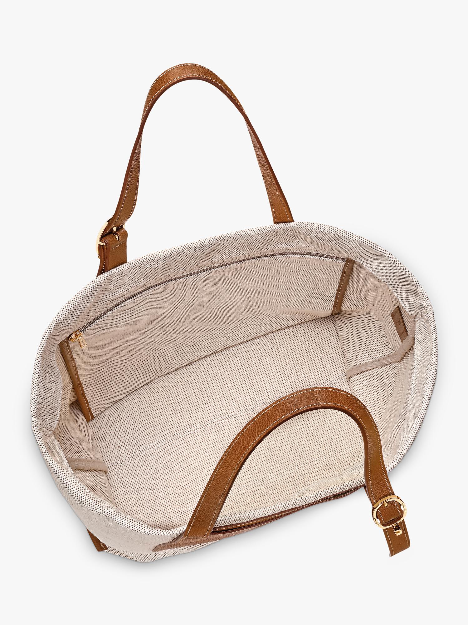 Longchamp Complice XL canvas tote bag in caramel, imported from the UK