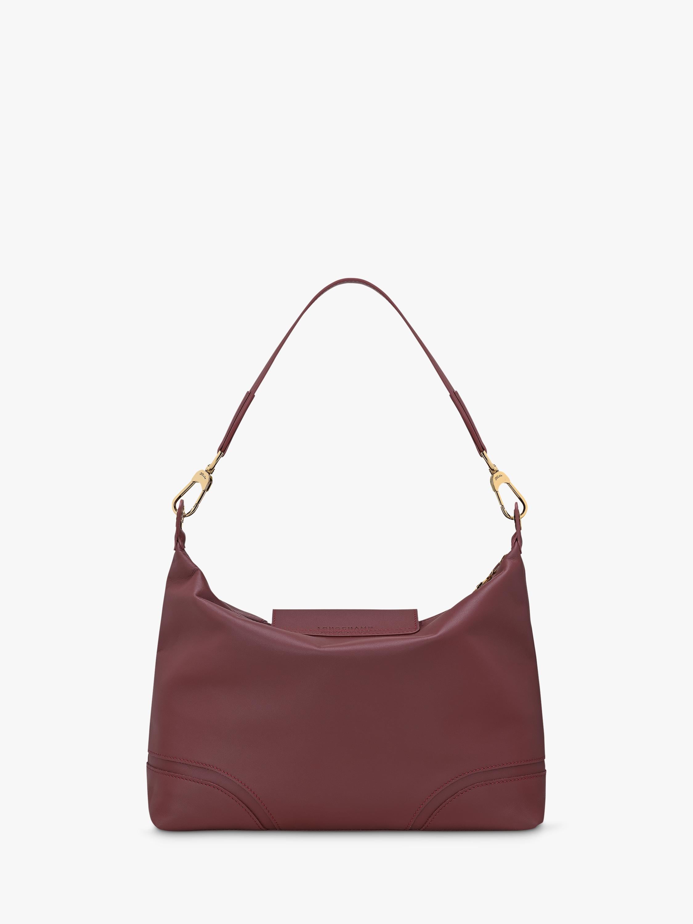 Longchamp Le Pliage Xtra burgundy leather shoulder bag, imported from the UK
