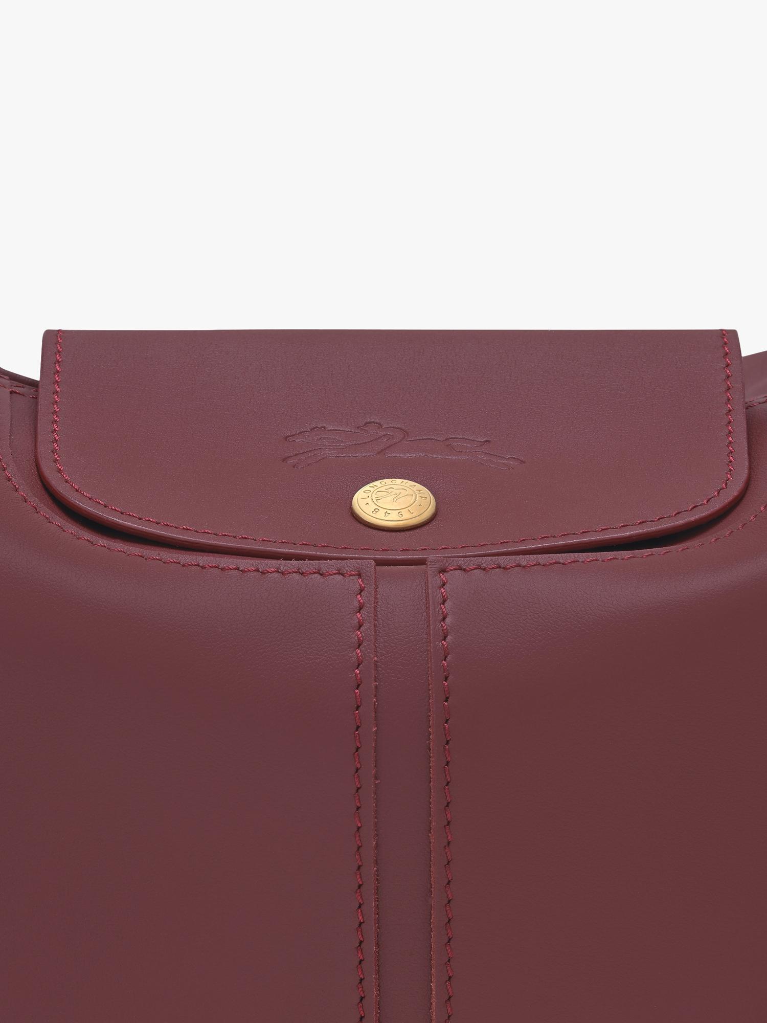 Longchamp Le Pliage Xtra burgundy leather shoulder bag, imported from the UK