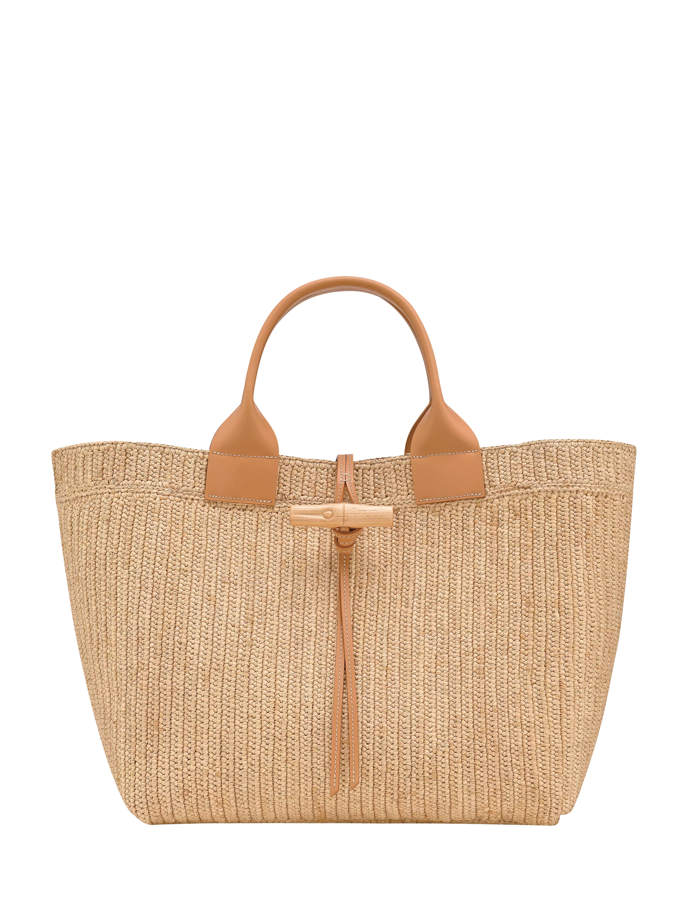 Longchamp Le Roseau Large Woven Raffia Tote Bag, Vegetal