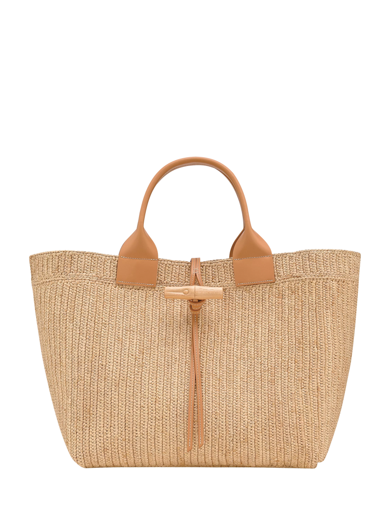 Longchamp Le Roseau Large Woven Raffia Tote Bag, Vegetal