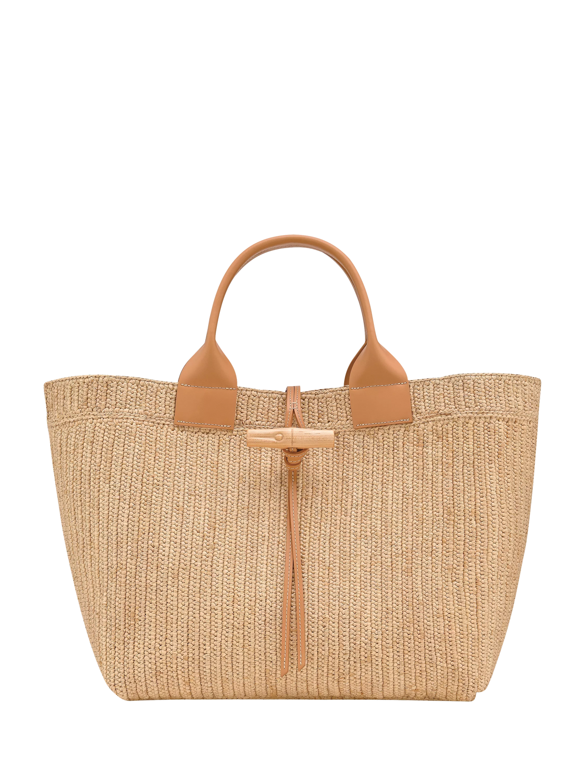 Longchamp Le Roseau Large Woven Raffia Tote Bag, Vegetal