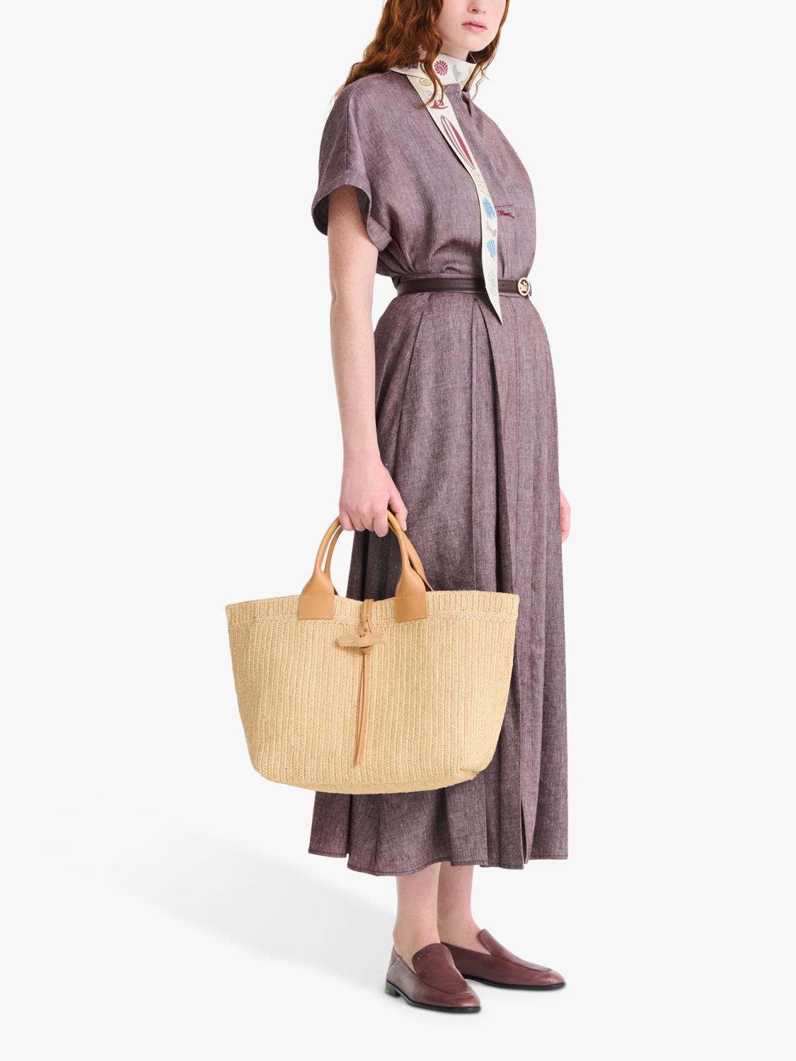 Longchamp Le Roseau large woven raffia tote bag vegetal (British brand)