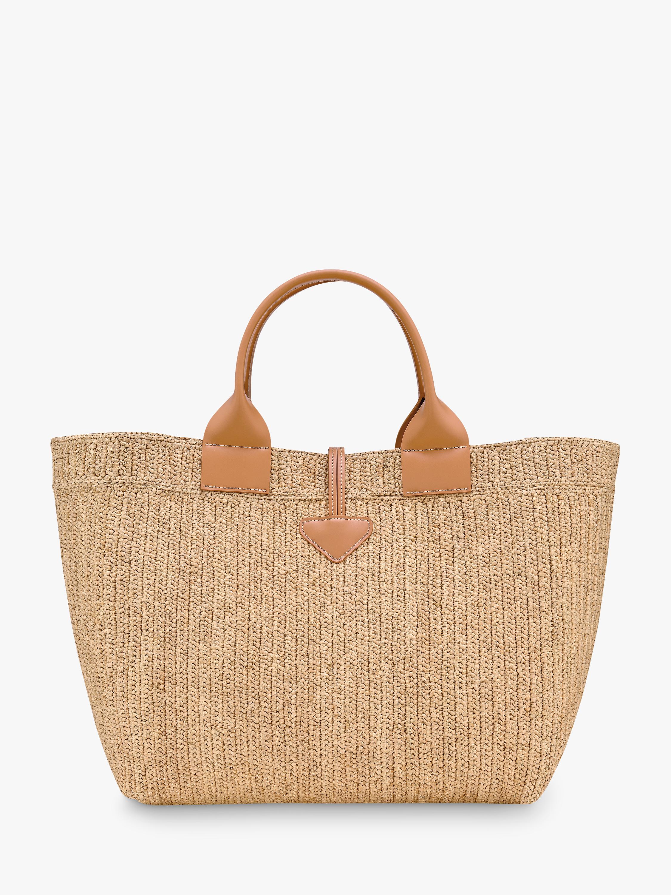 Longchamp Le Roseau large woven raffia tote bag vegetal (British brand)