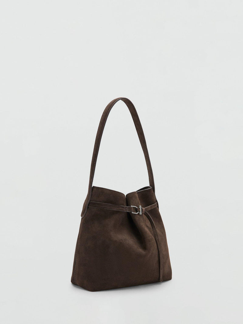 Mango suede bucket bag dark brown (British brand)