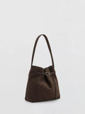 Mango suede bucket bag dark brown (British brand)