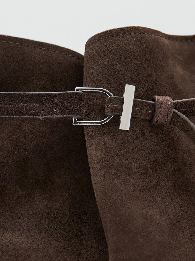 Mango suede bucket bag dark brown (British brand)