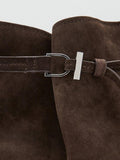 Mango suede bucket bag dark brown (British brand)