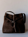 Mango suede bucket bag dark brown (British brand)