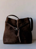 Mango suede bucket bag dark brown (British brand)