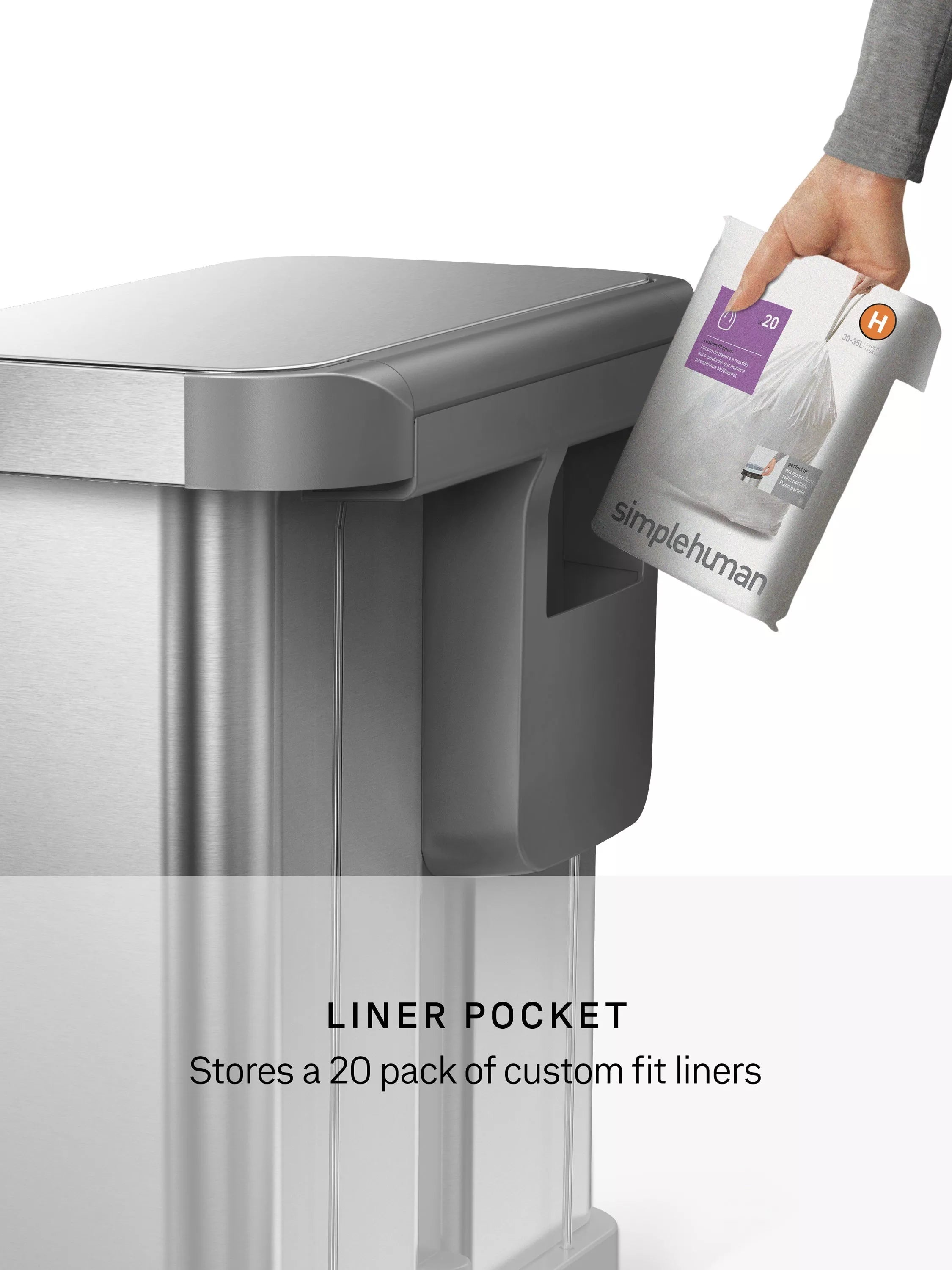 Simplehuman 58L stainless steel sensor bin, UK version