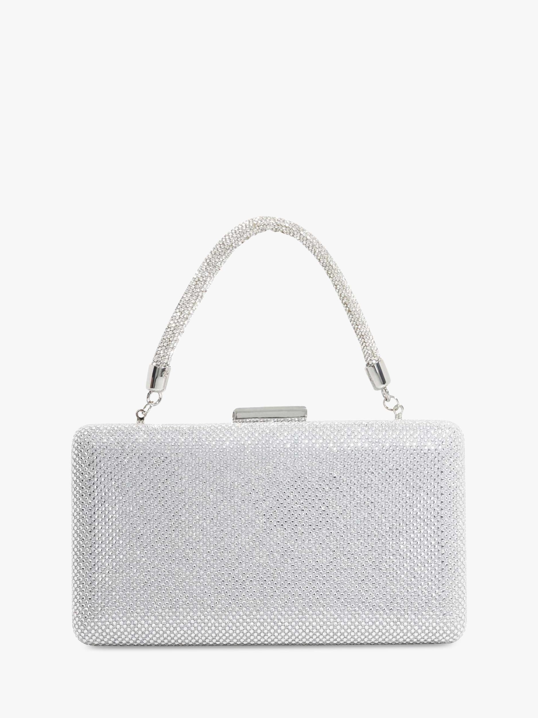 Dune London clutch bag silver floral brocade, UK version