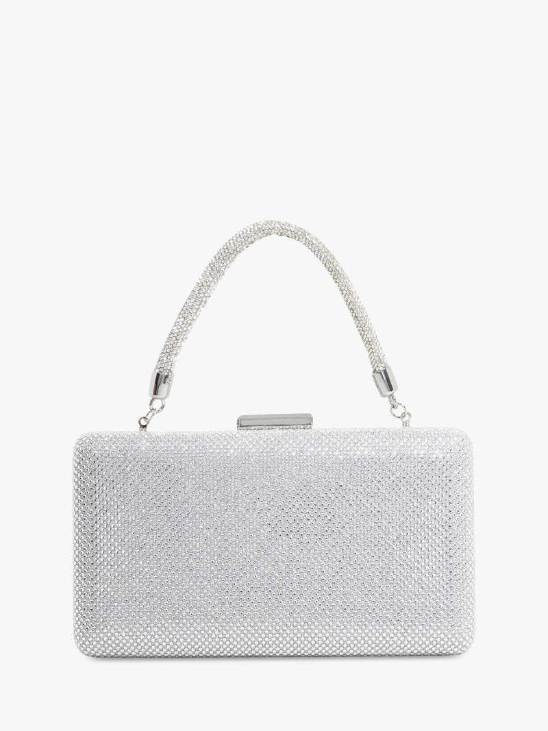 Dune London clutch bag silver floral brocade, UK version
