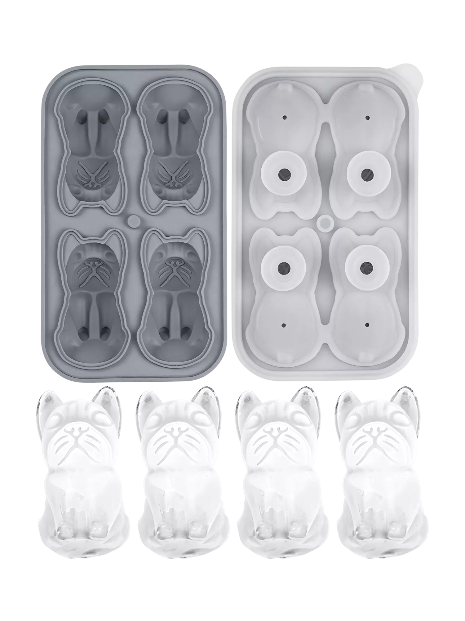 Uberstar silicone ice tray French Bulldog 4 cube, UK version