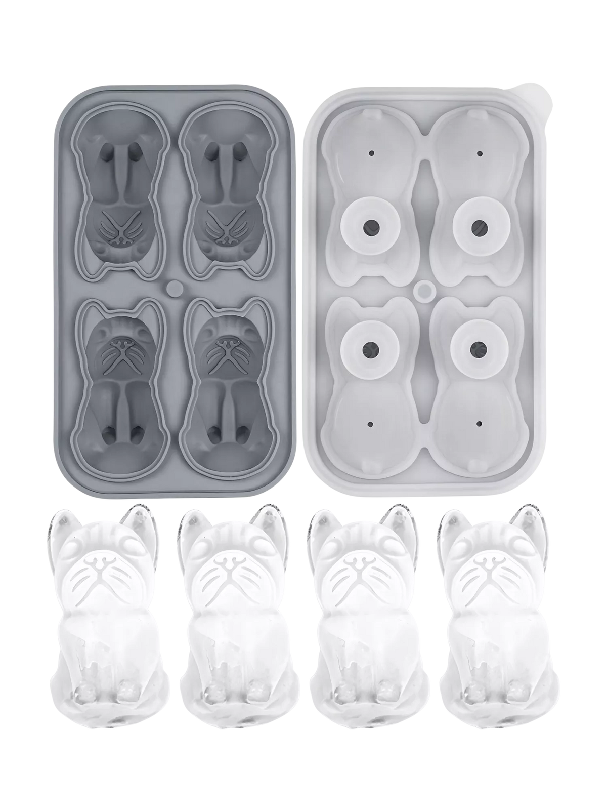 Uberstar silicone ice tray French Bulldog 4 cube, UK version