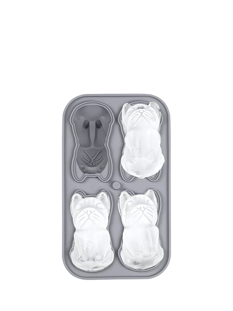 Uberstar silicone ice tray French Bulldog 4 cube, UK version
