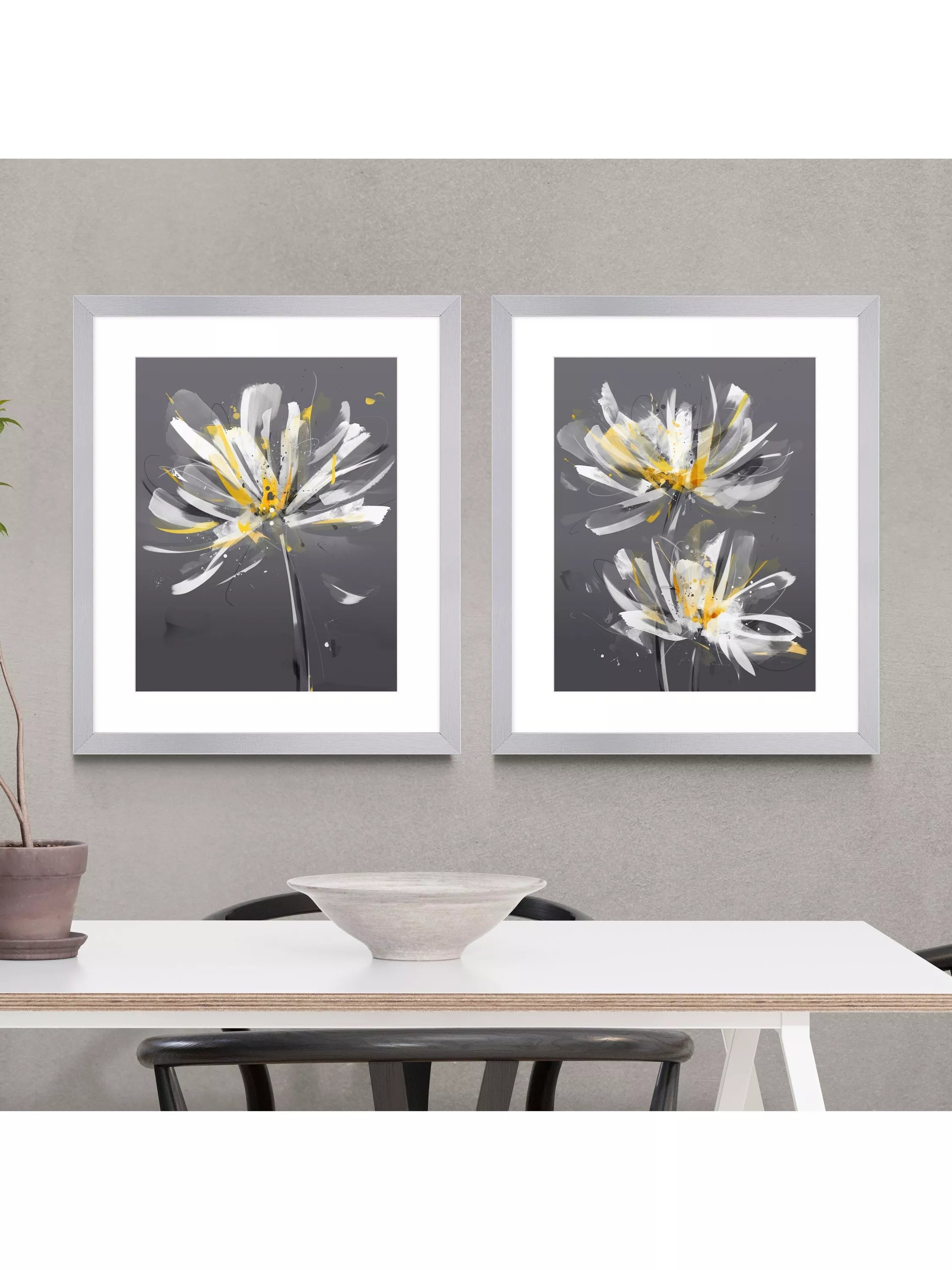 John Lewis framed print set Dahlia floral 54 x 64cm, UK version