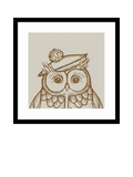 John Lewis framed print 'Elle Owl' 53x53cm, imported from the UK