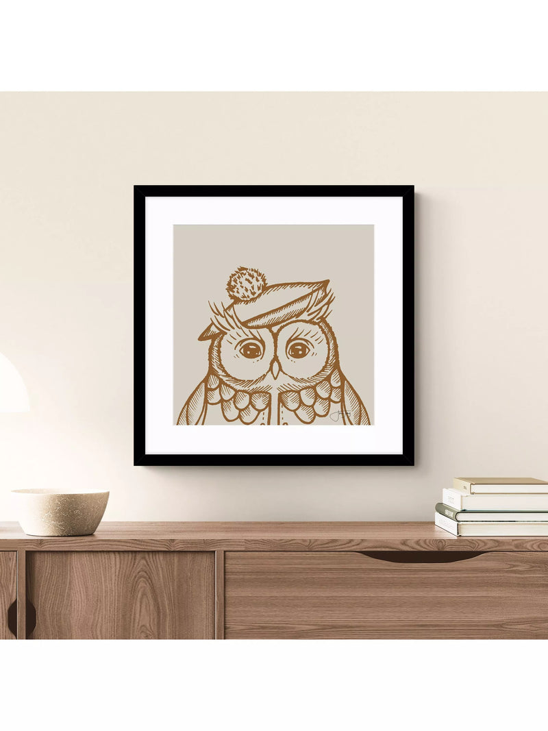 John Lewis framed print 'Elle Owl' 53x53cm, imported from the UK