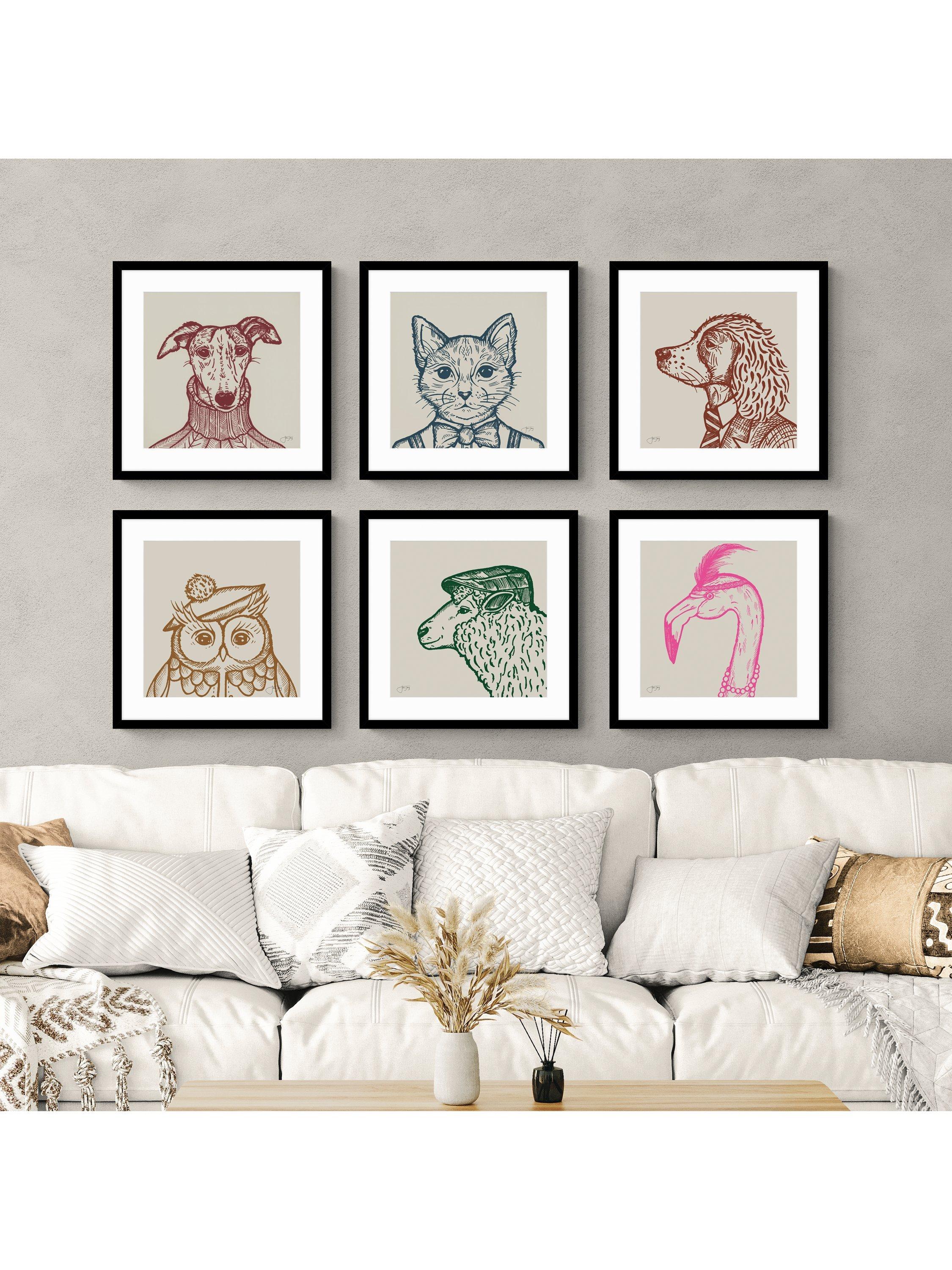 John Lewis framed print 'Elle Owl' 53x53cm, imported from the UK