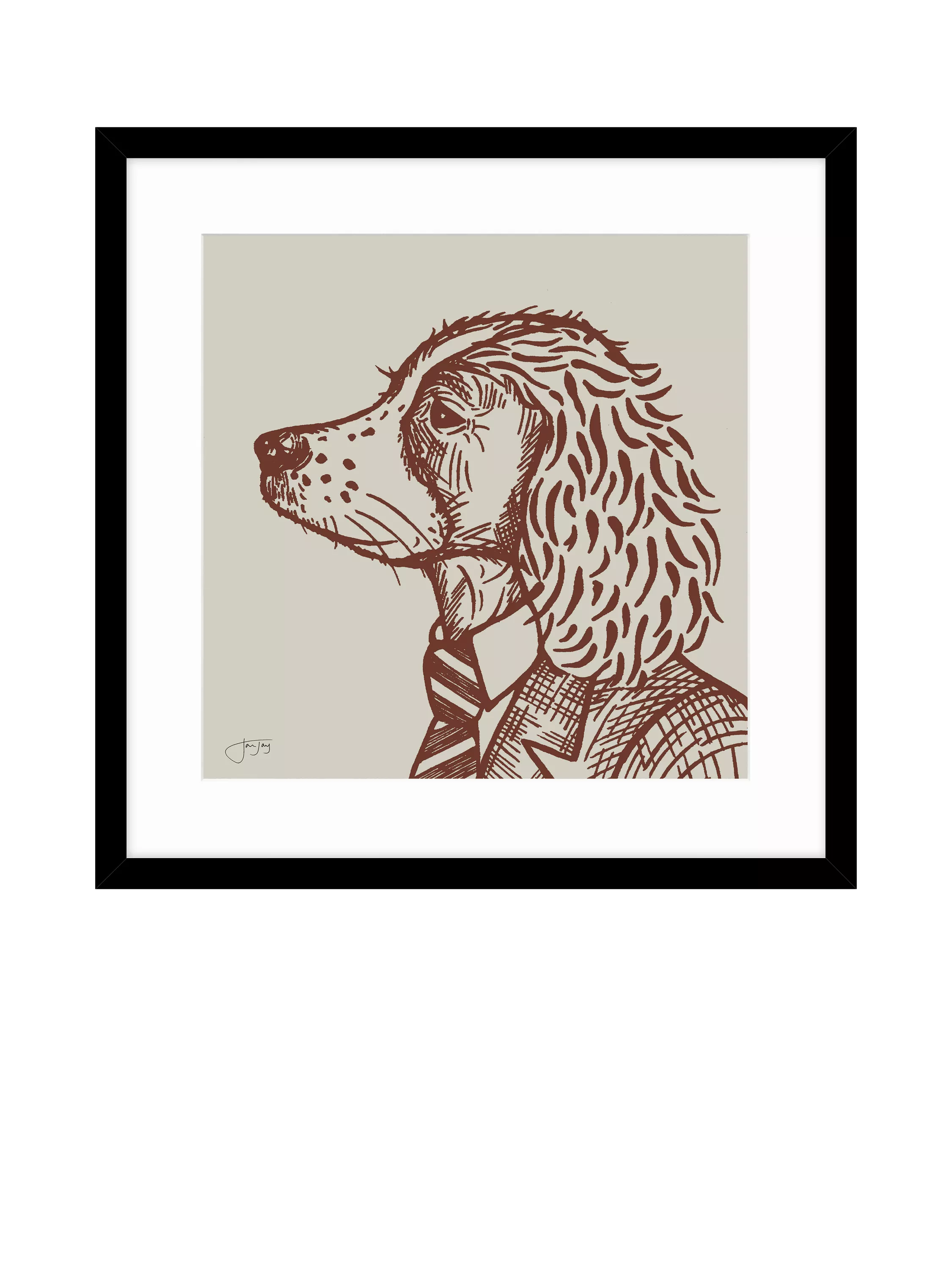 John Lewis Finn Spaniel framed print 53 x 53cm, UK version