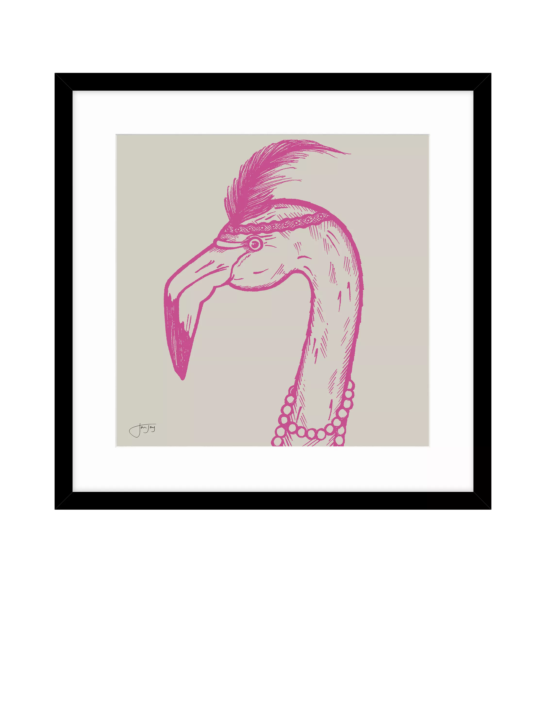John Lewis Jan Jay flamingo framed print 53cm - British product