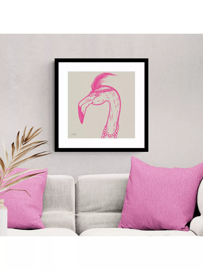John Lewis Jan Jay flamingo framed print 53cm - British product