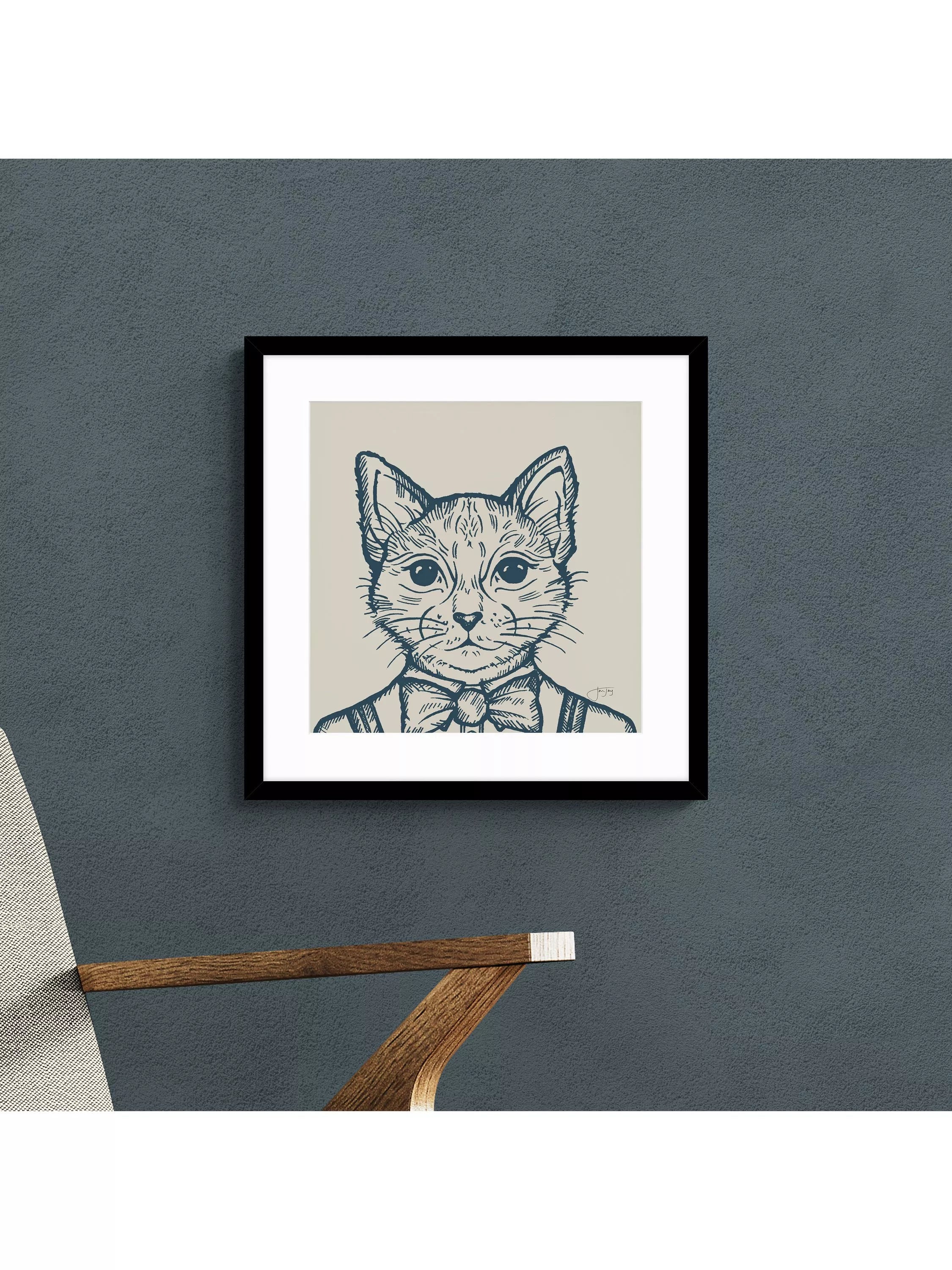 John Lewis framed print Tom Cat by Jan Jay 53x53cm, imported from the UK
