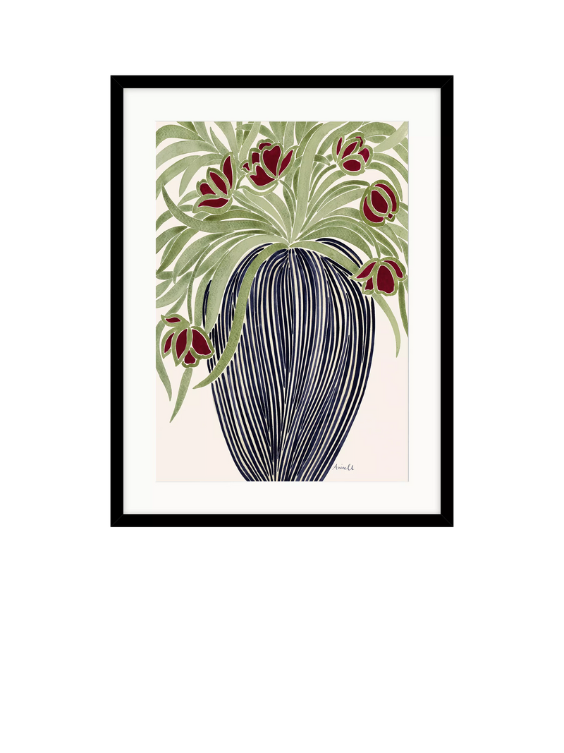 John Lewis La Poire 'May Tulips' Framed Print & Mount, Black/Green, 40cm x 50cm