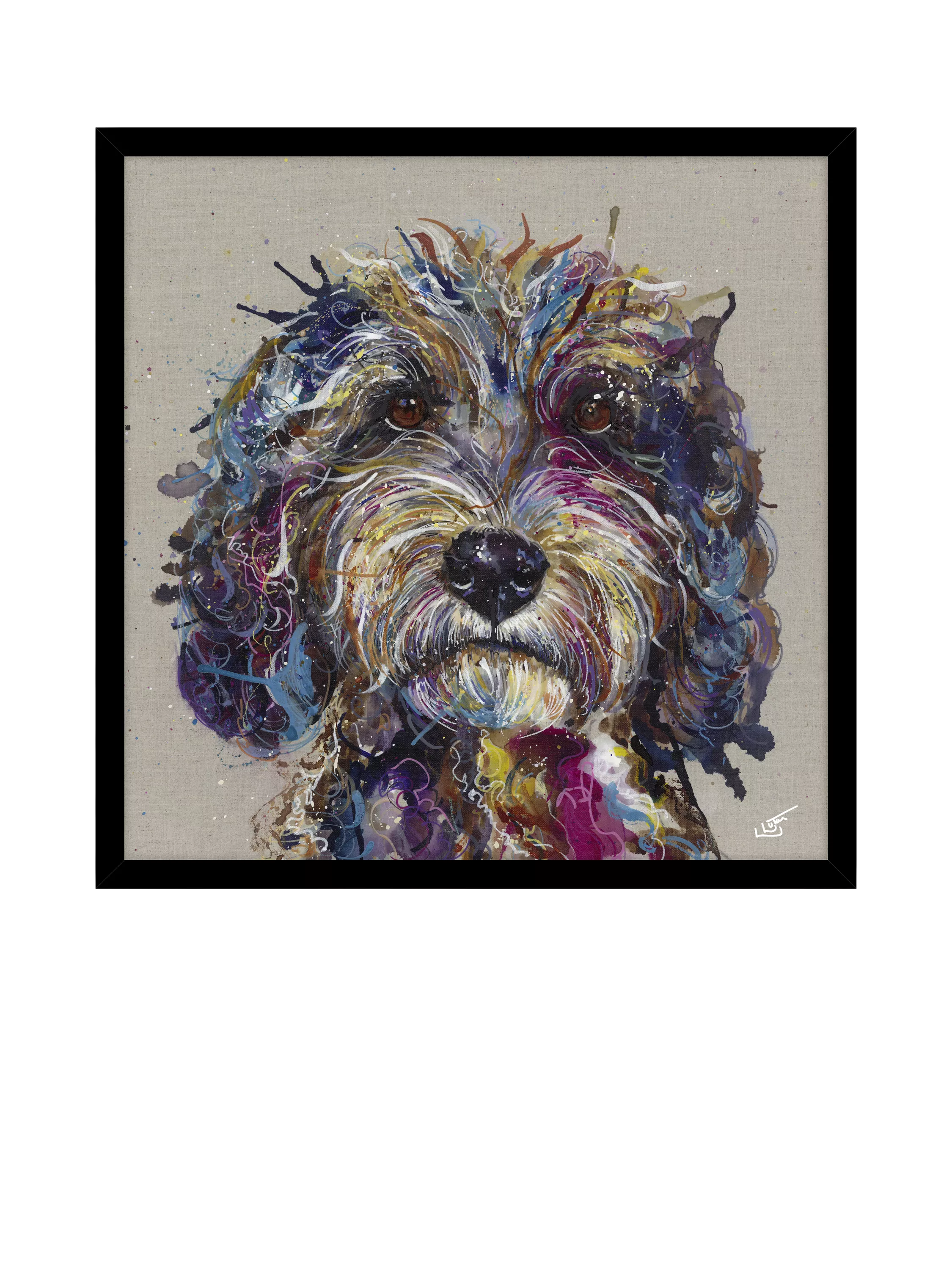 John Lewis Bumbles Cockapoo framed print 74cm by Louise Luton, UK version