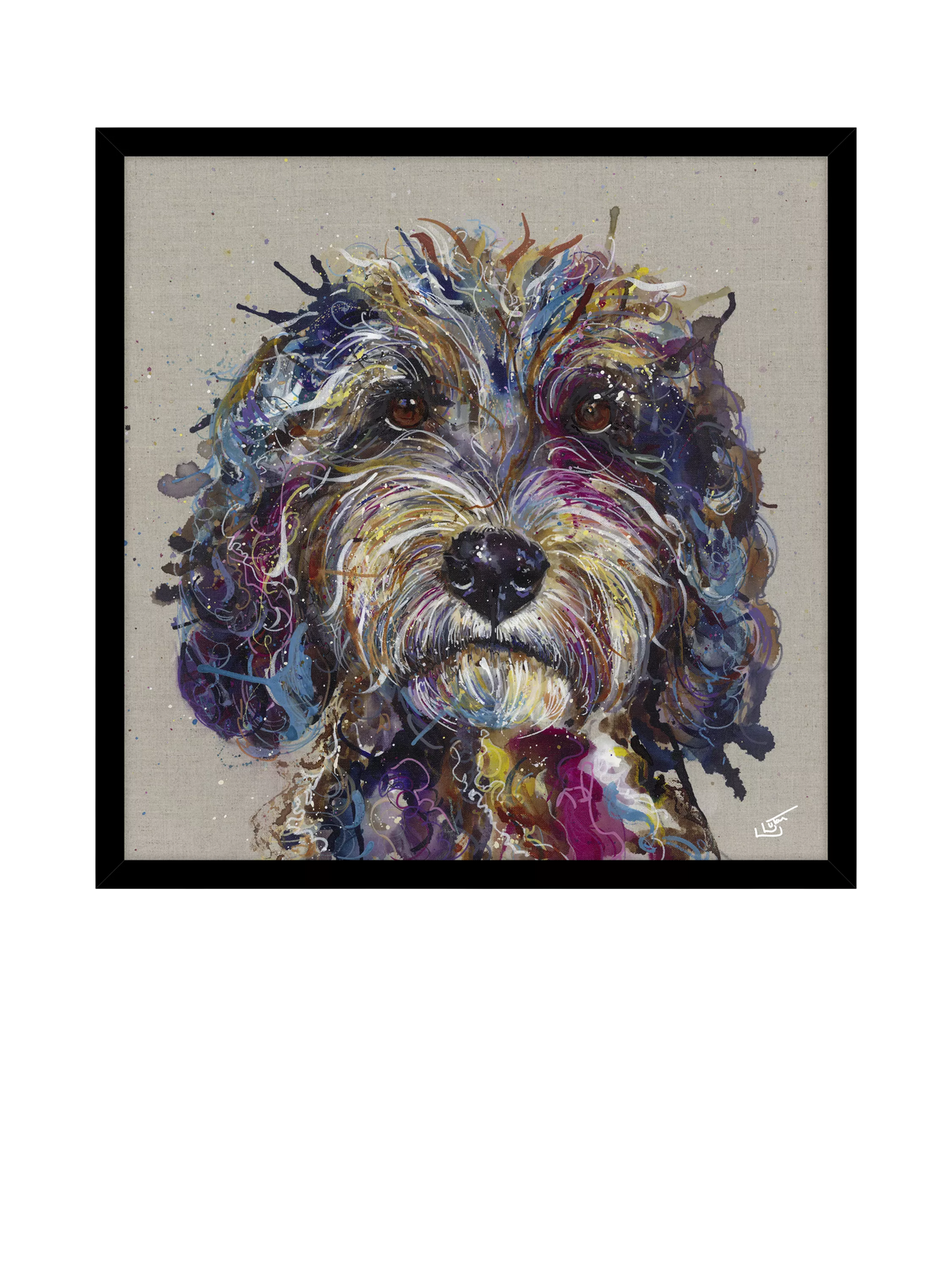 John Lewis Bumbles Cockapoo framed print 74cm by Louise Luton, UK version