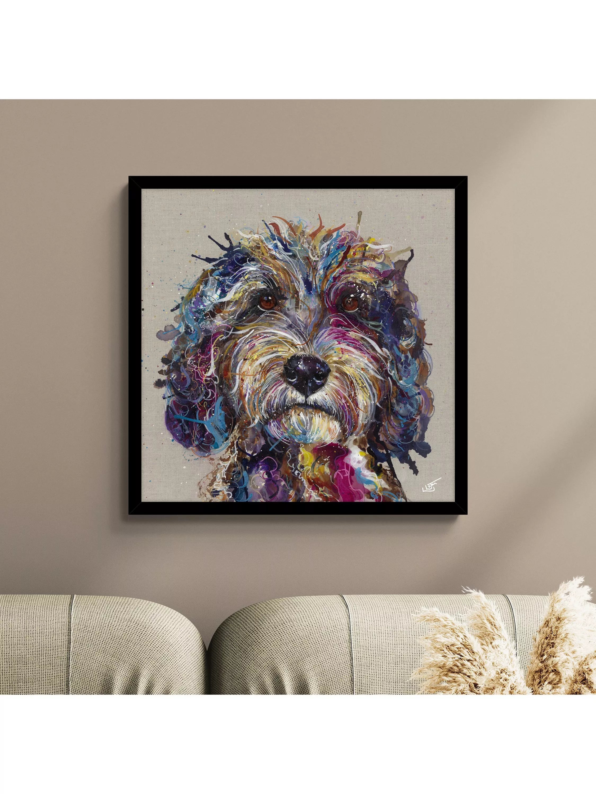 John Lewis Bumbles Cockapoo framed print 74cm by Louise Luton, UK version