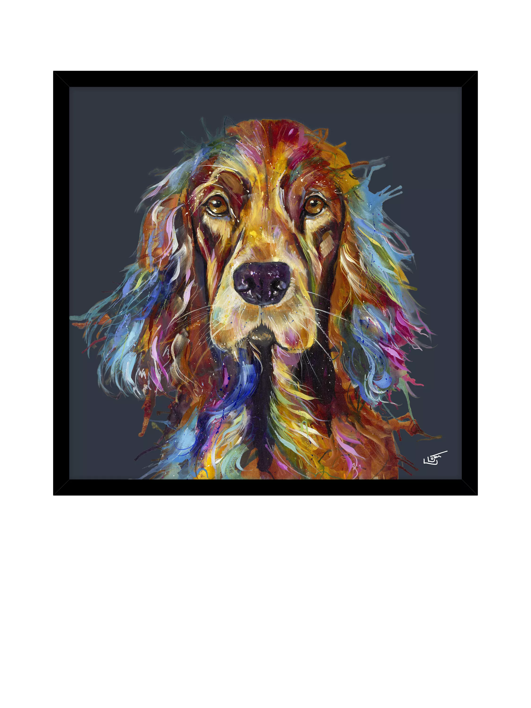 John Lewis Daniel Spaniel framed print 74x74cm, imported from the UK