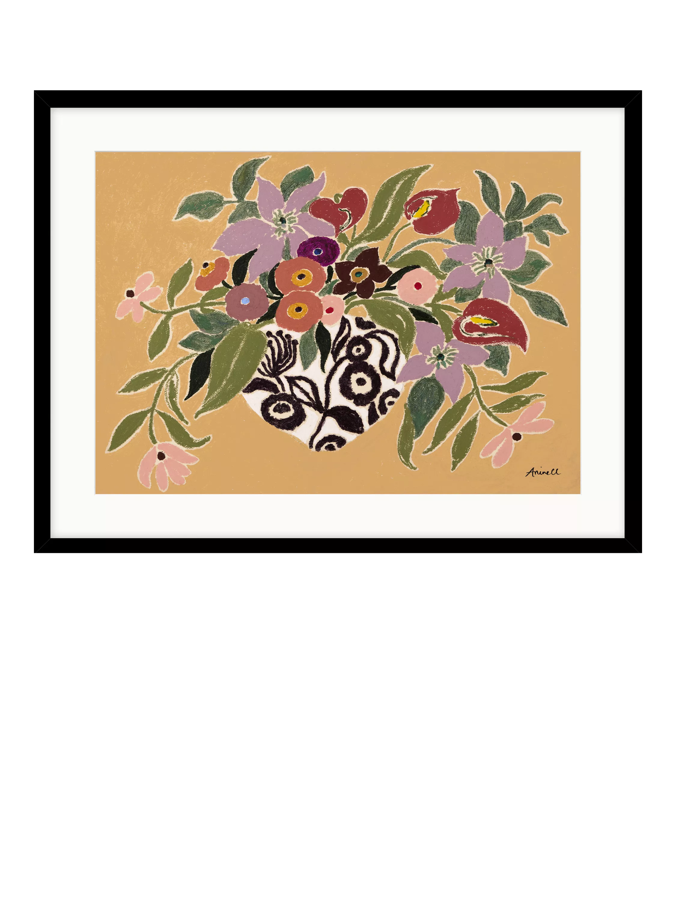 John Lewis La Poire 'Clematis & Callas' Framed Print Caramel/Pink 40cm x 50cm