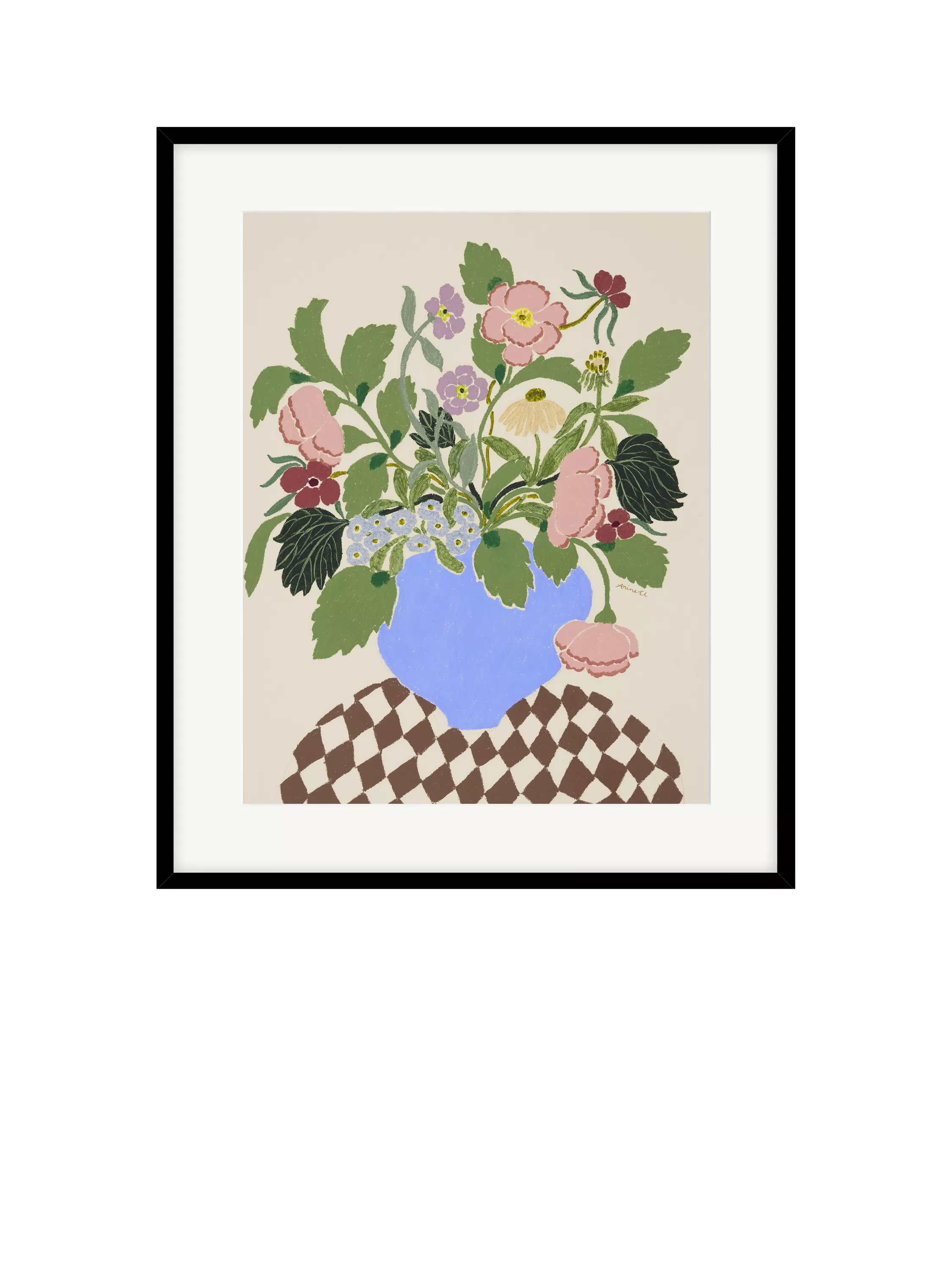 John Lewis La Poire framed print floral watercolour in vase 52x62cm, imported from the UK