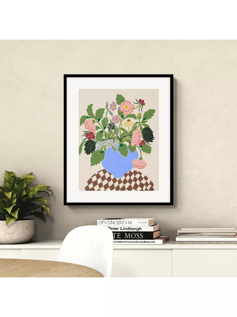 John Lewis La Poire framed print floral watercolour in vase 52x62cm, imported from the UK