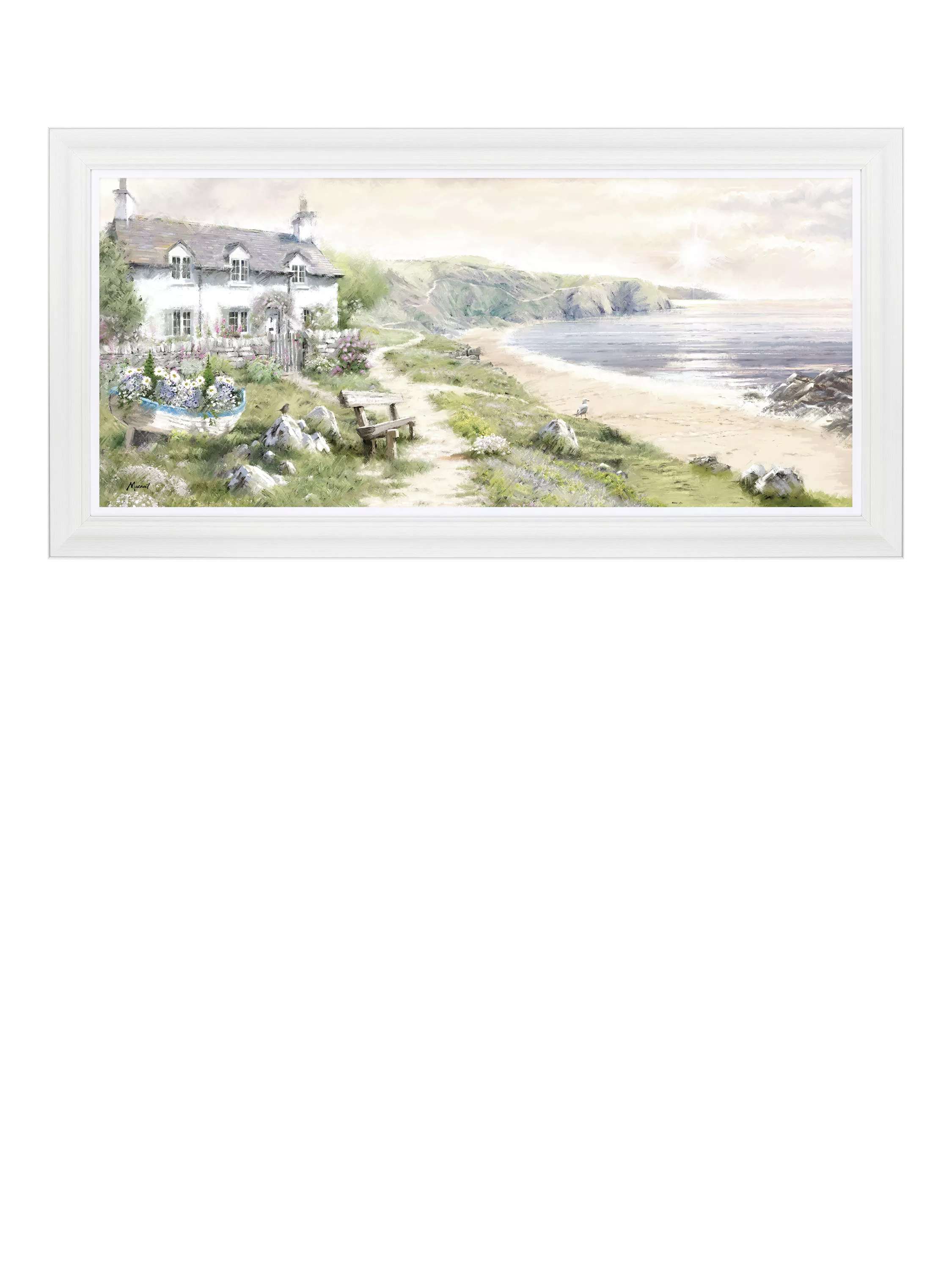 John Lewis Seaview Cottage framed print, 111 x 56 cm, imported from the UK