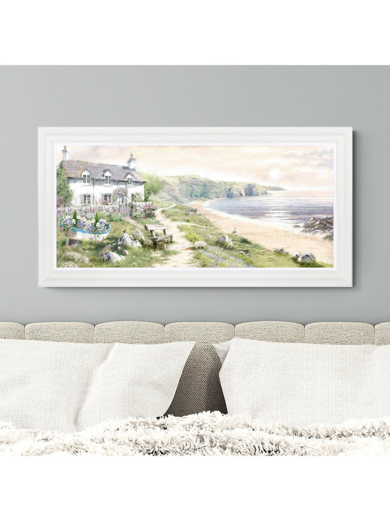 John Lewis Seaview Cottage framed print, 111 x 56 cm, imported from the UK