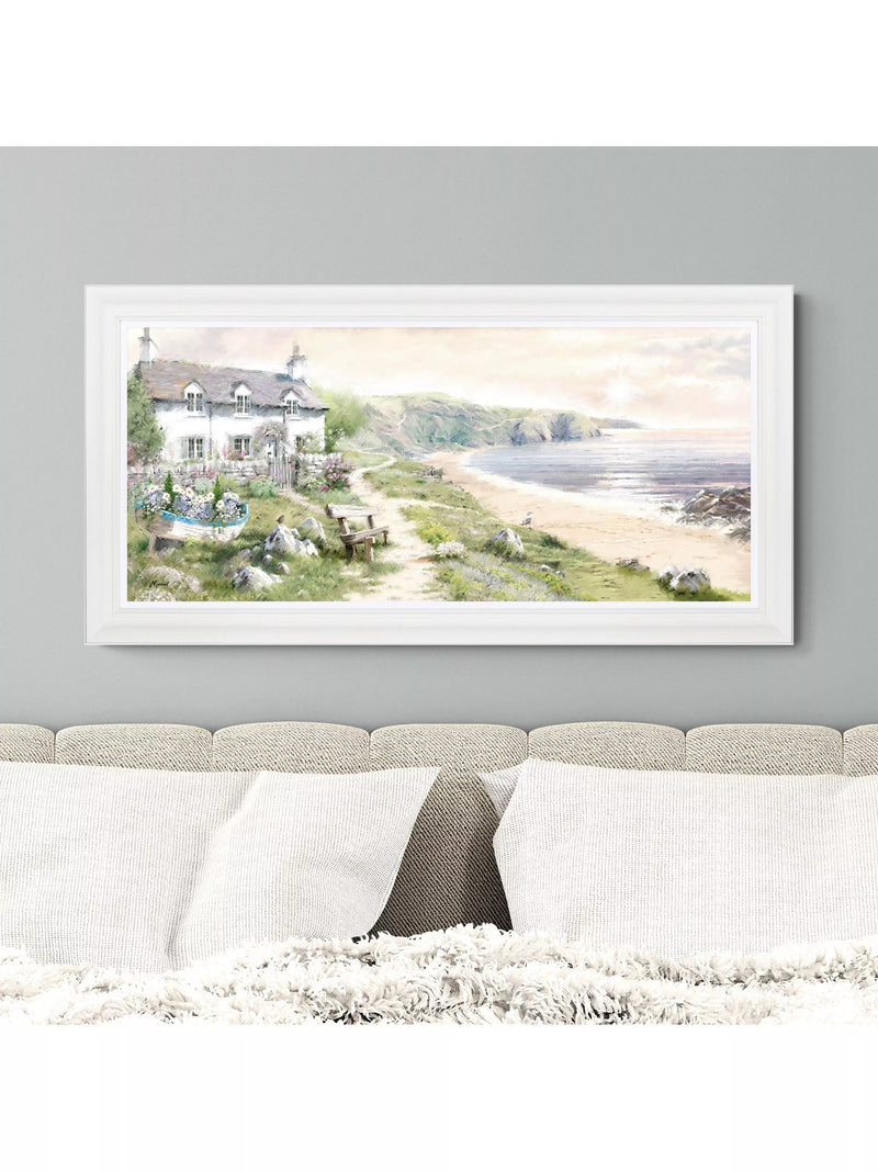 John Lewis Seaview Cottage framed print, 111 x 56 cm, imported from the UK