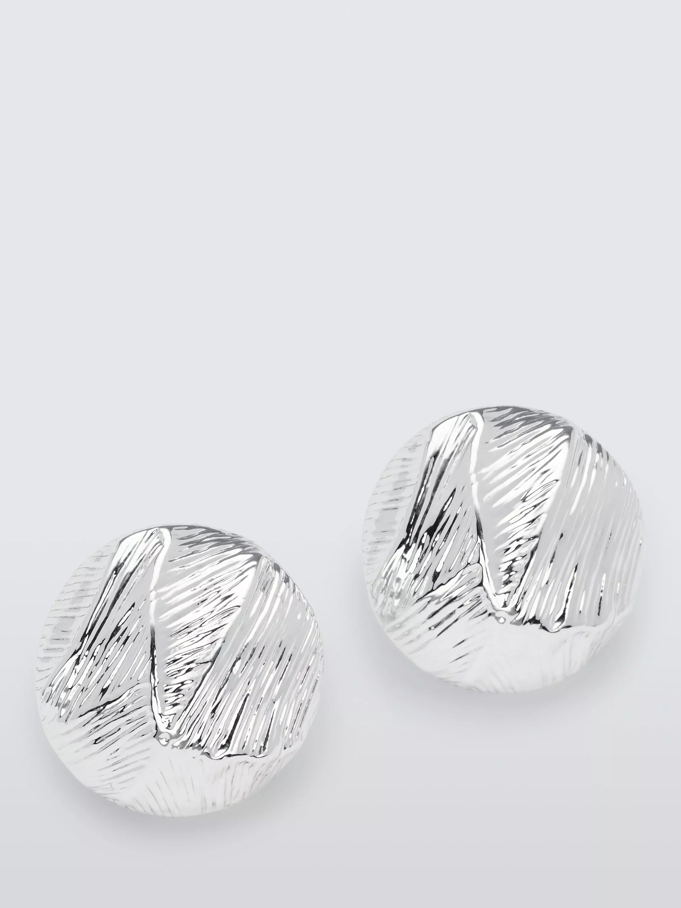 John Lewis Textured Circle Stud Earrings, Silver