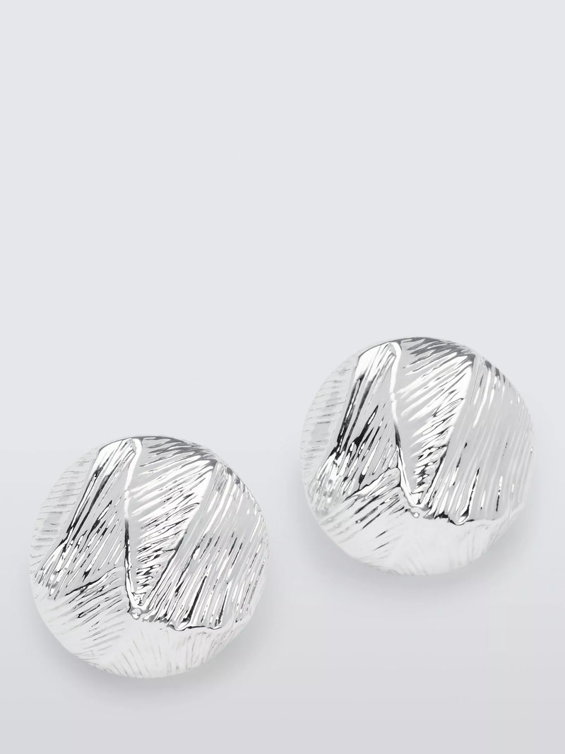 John Lewis Textured Circle Stud Earrings, Silver
