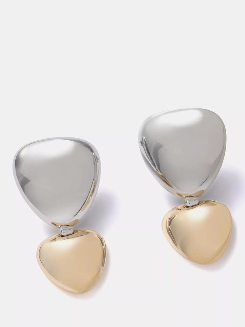 Mint Velvet mixed metal heart drop earrings, gold silver - British product