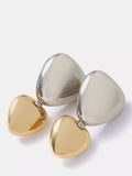 Mint Velvet mixed metal heart drop earrings, gold silver - British product