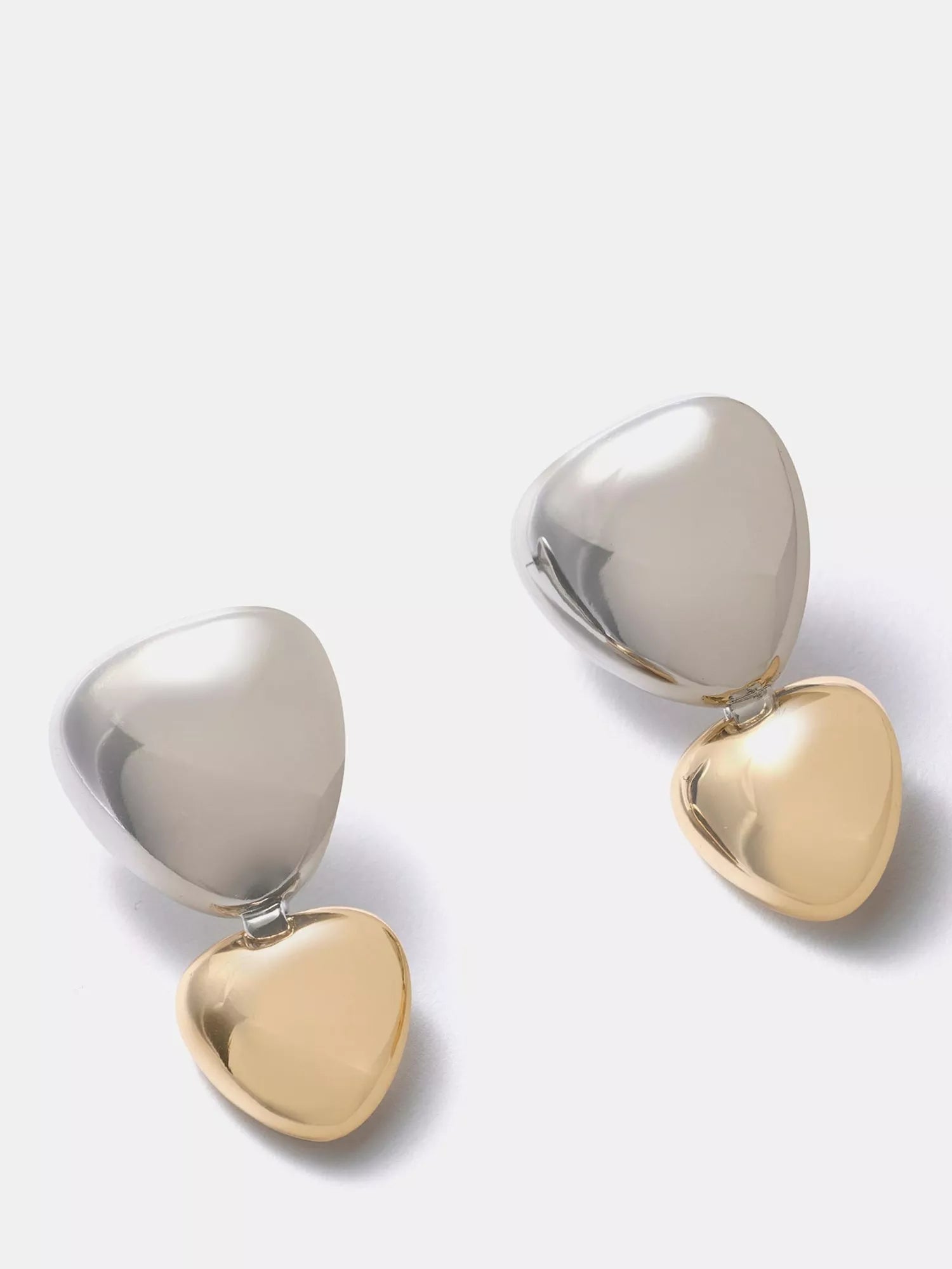 Mint Velvet mixed metal heart drop earrings, gold silver - British product