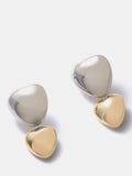 Mint Velvet mixed metal heart drop earrings, gold silver - British product
