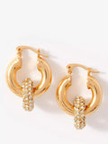 Mint Velvet Pave Drop Hoop Earrings, 3cm