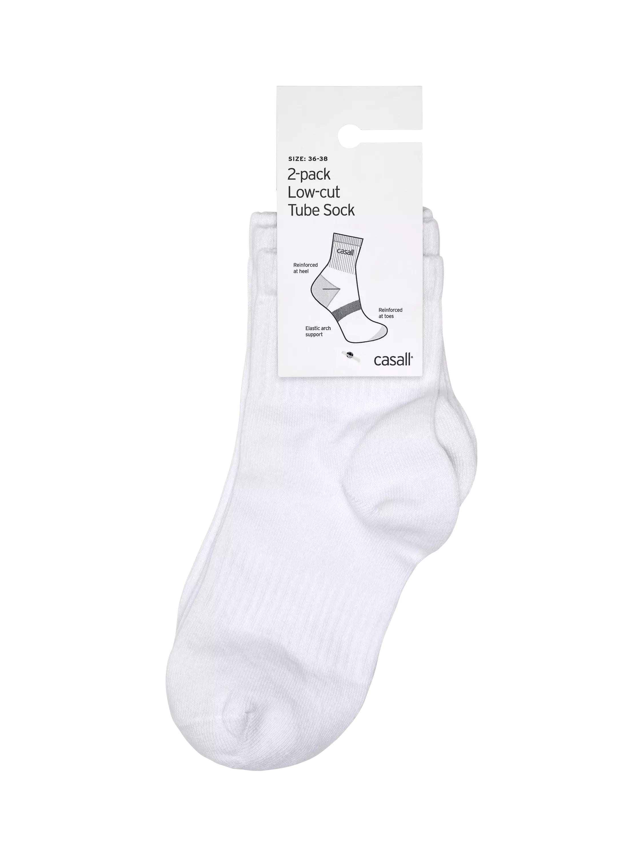 Casall low cut tube socks pack of 2 white (British brand)
