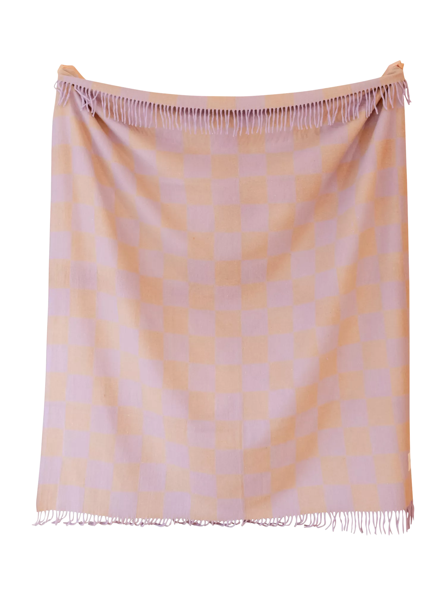 TBCo fringed recycled wool mix blanket lilac 200x150cm, UK version